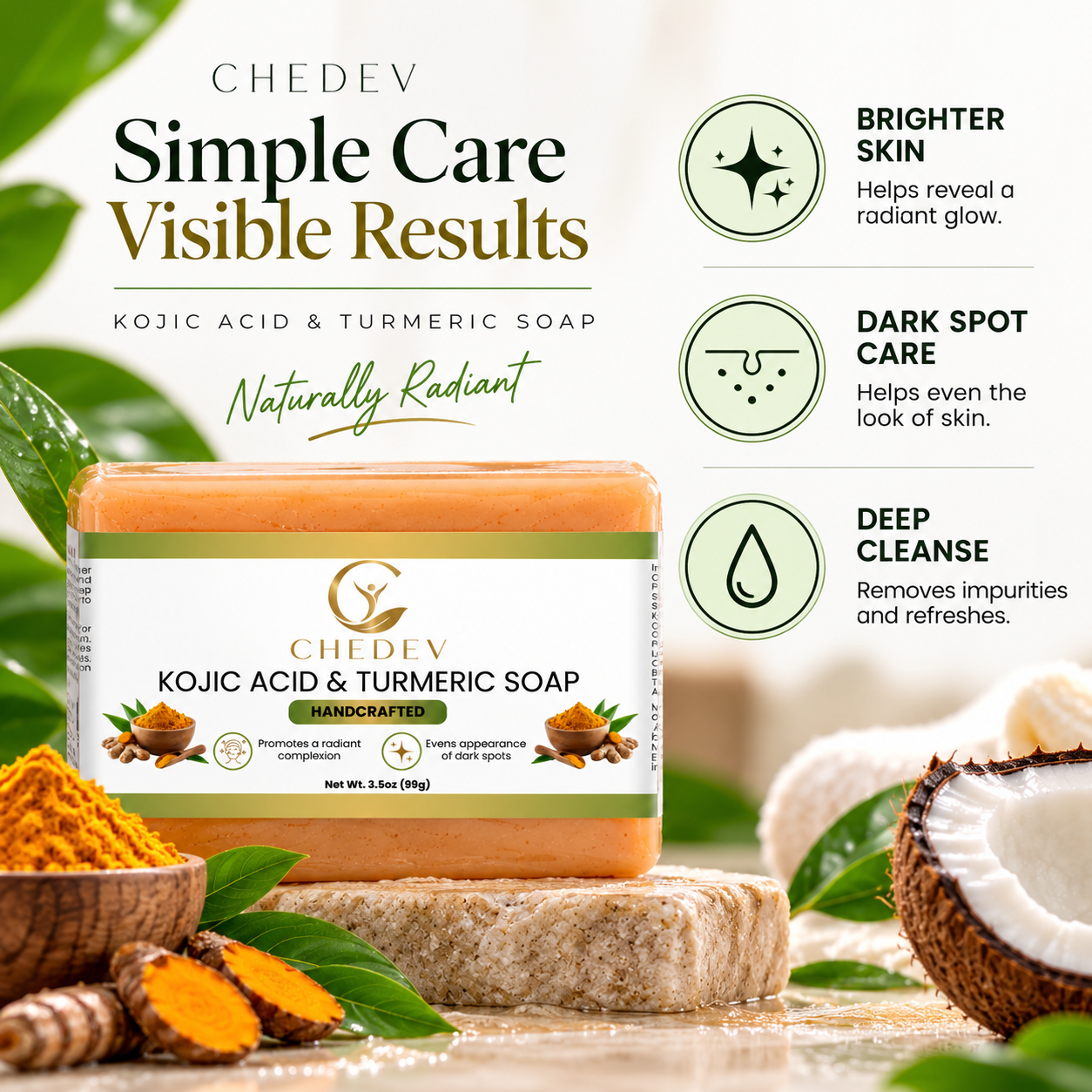 CHEDEV Kojic Acid & Turmeric Soap