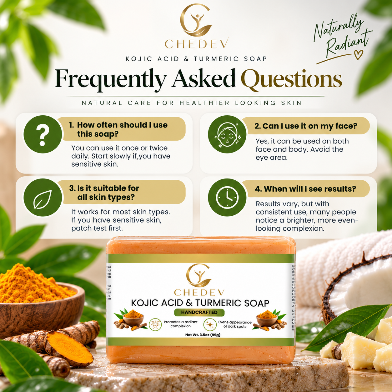 CHEDEV Kojic Acid & Turmeric Soap