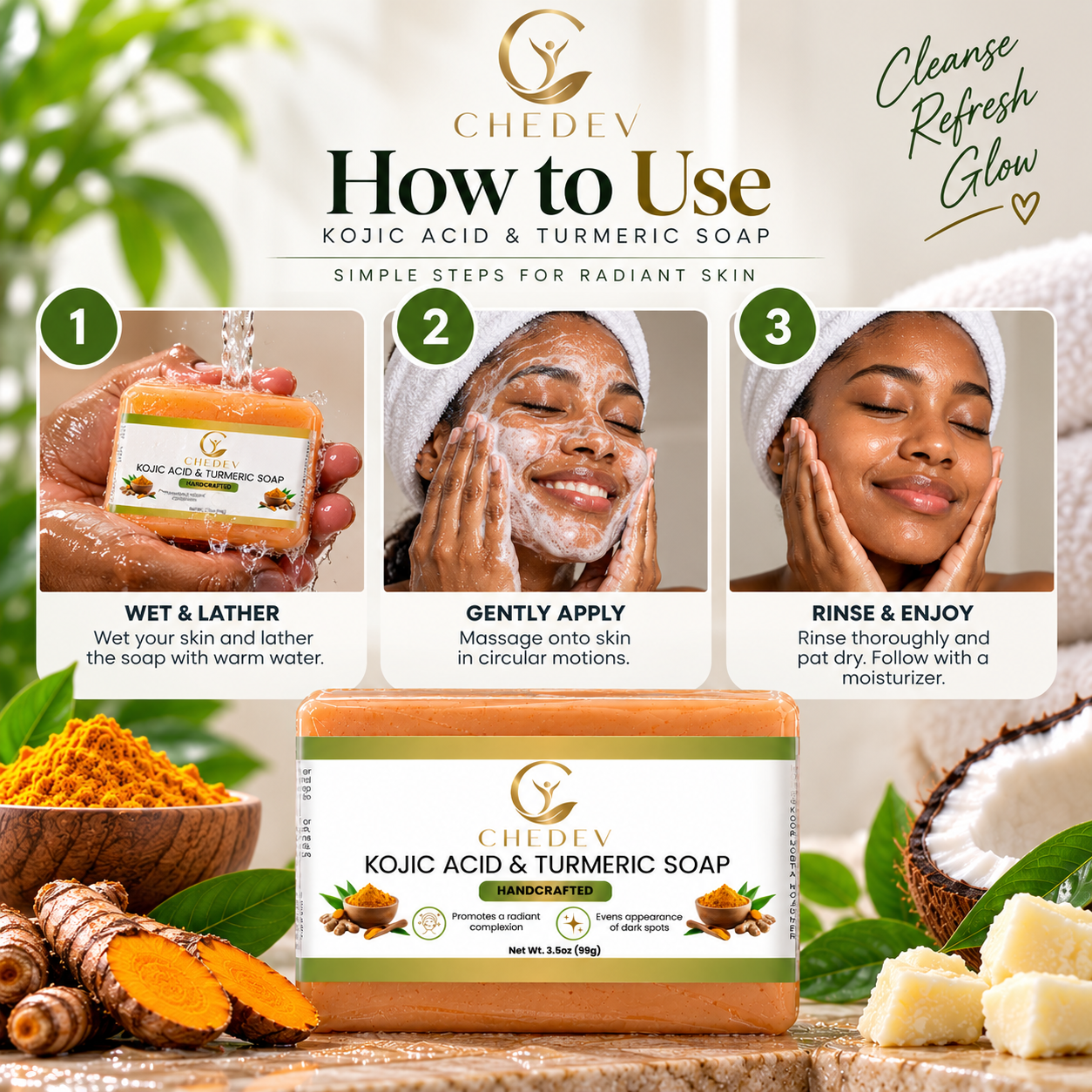 CHEDEV Kojic Acid & Turmeric Soap