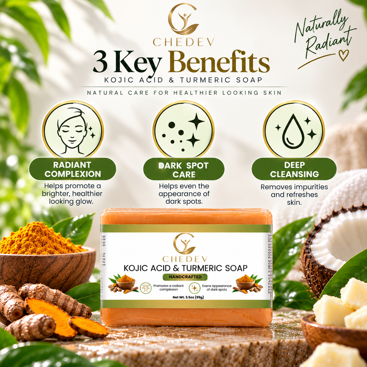 CHEDEV Kojic Acid & Turmeric Soap